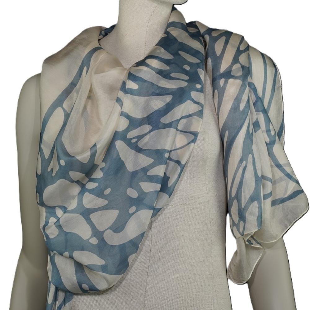 AHMADDY Seidenschal beige silbergrau